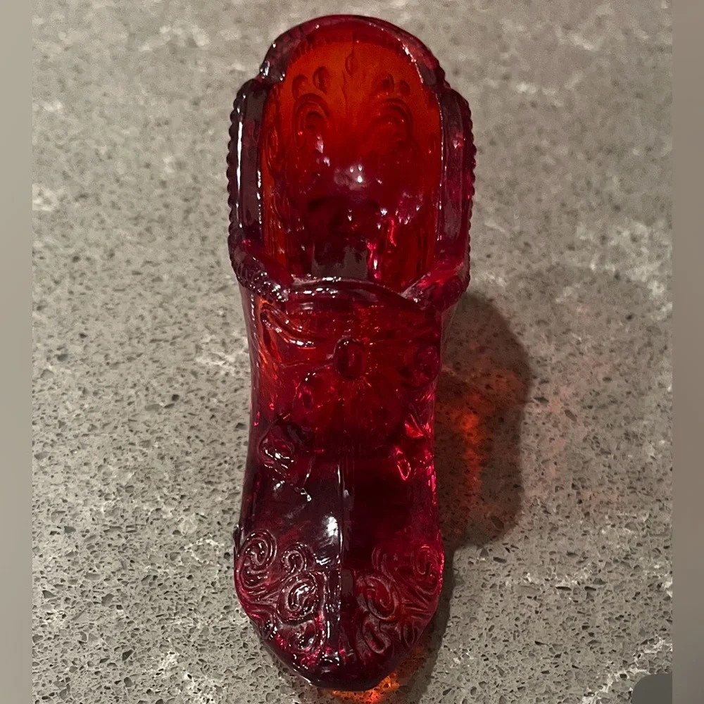 Fenton Ruby Red Glass Slipper - Picture 3 of 8